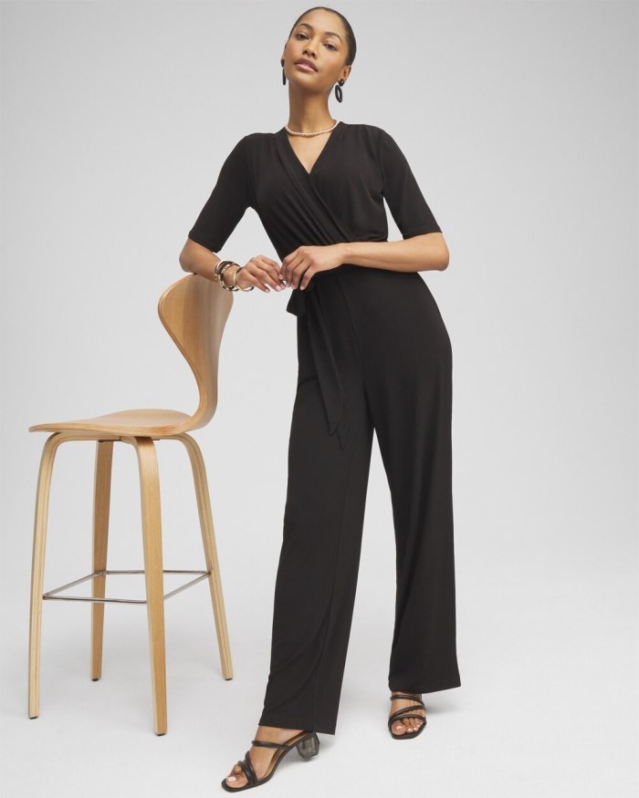 Women's Elbow Sleeve Jumpsuit - Black