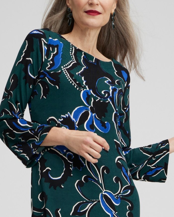 Women's Travelers Floral Bell Sleeve Dress - Enchanted Forest