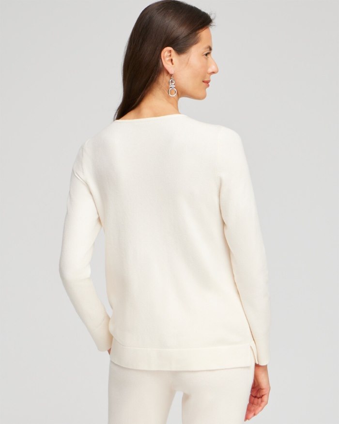 Women's Zenergy Luxe Cashmere Blend Ball Chain Sweater - English Cream