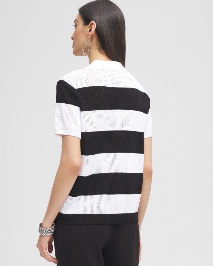 Women's Black Label Fine Knit Polo - Black/Alabaster