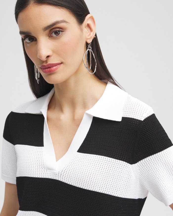 Women's Black Label Fine Knit Polo - Black/Alabaster