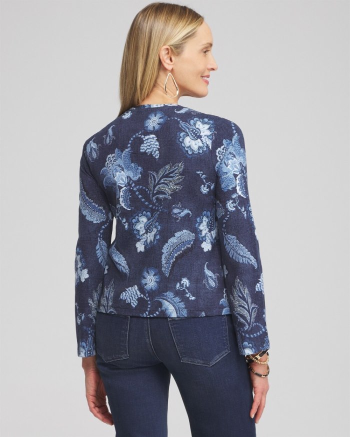 Women's Floral Long Sleeve Tee - Classic Navy