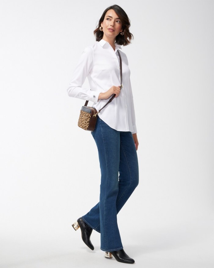 Women's No-Iron Fitted Stretch Shirt - Blooming Dahlia