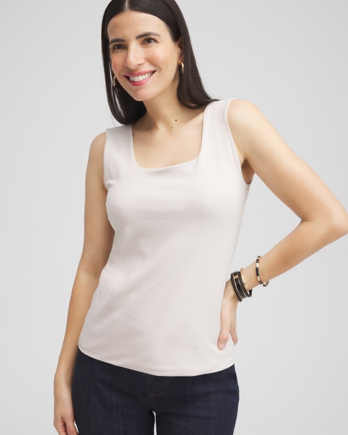 Women's Contour Cotton Square Neck Tank - Smokey Taupe