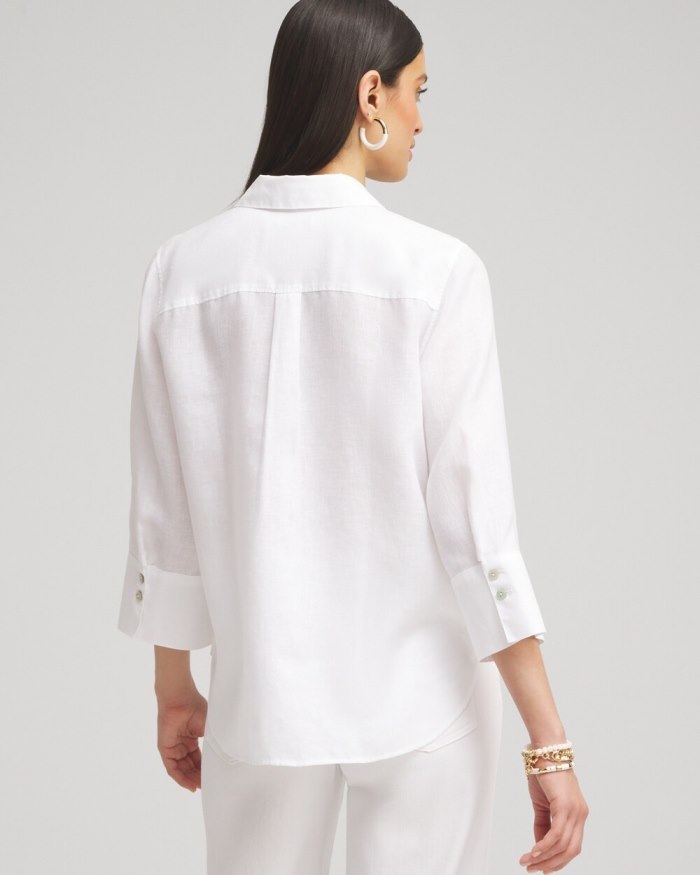 Women's No Iron Linen 3/4 Sleeve Shirt - Optic White