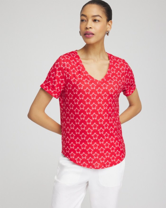 Women's Zenergy Star Tee - MADEIRA RED - Click Image to Close