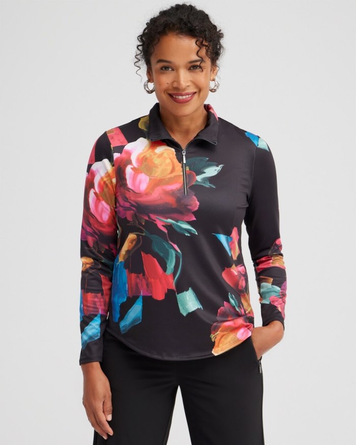 Women's Zenergy UPF Floral Long Sleeve Top - Black