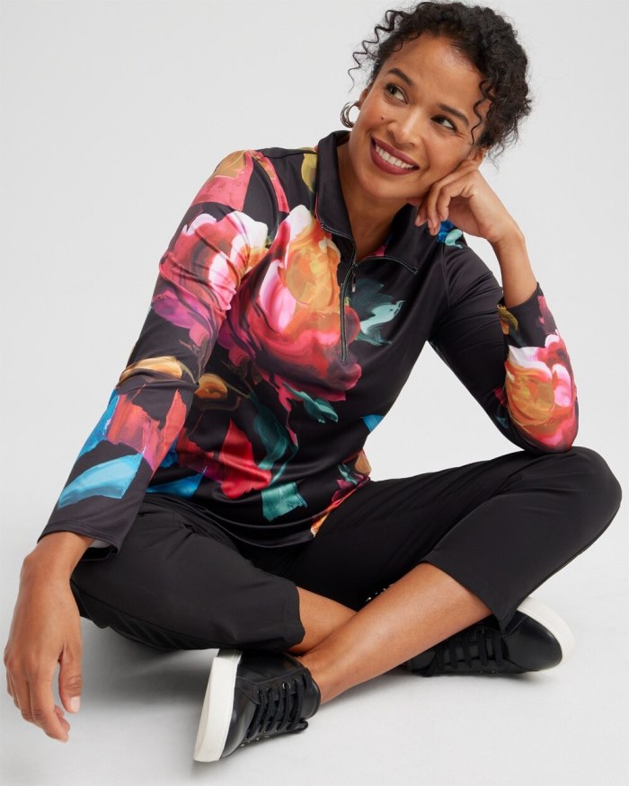 Women's Zenergy UPF Floral Long Sleeve Top - Black