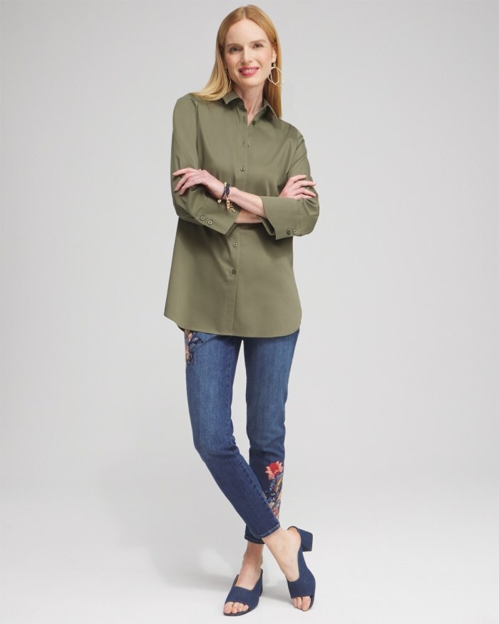 Women's No Iron Stretch 3/4 Sleeve Tunic - Olive