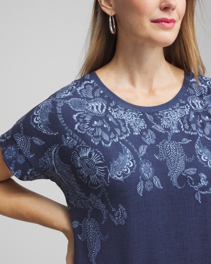 Women's Zenergy Floral Drop Shoulder Tee - Classic Navy