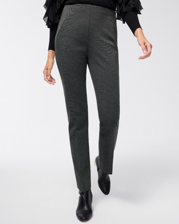 Women's Juliet Ponte Jacquard Pants - Black/White - Click Image to Close