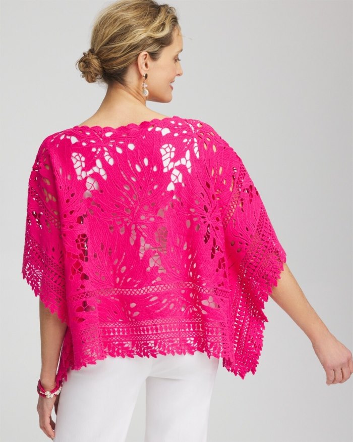 Women's Lace Crochet Poncho - Classic Navy