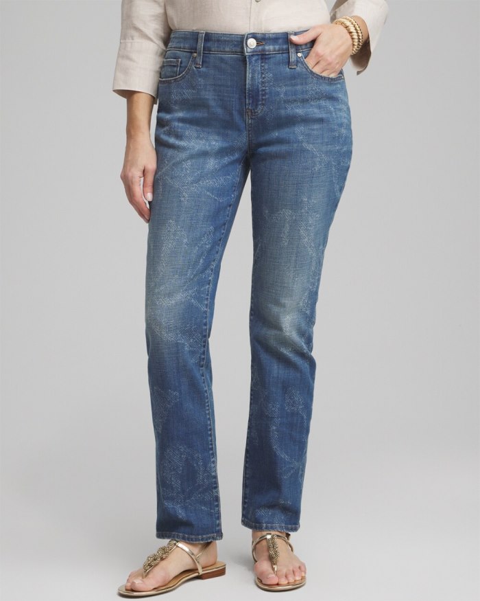 Women's Girlfriend Laser Print Jeans - Newberry Indigo