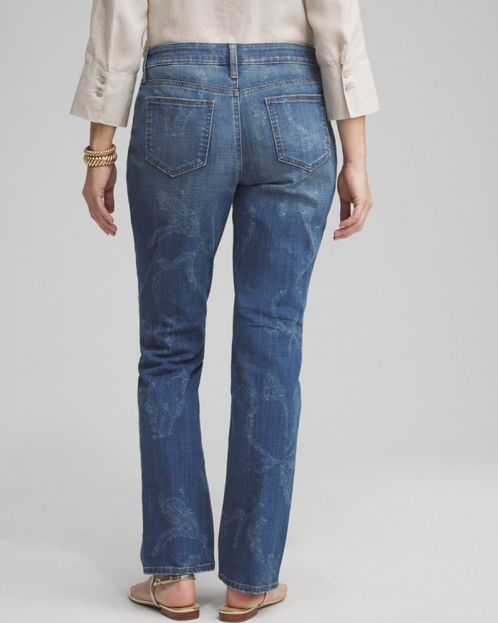 Women's Girlfriend Laser Print Jeans - Newberry Indigo