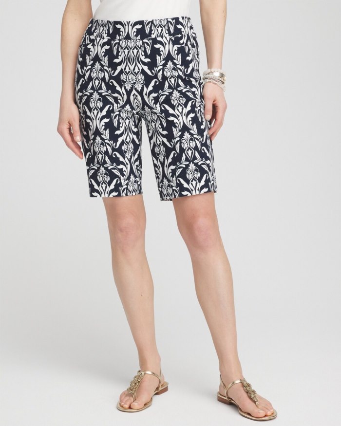 Women's Brigitte 10" Swirl Print Shorts - Classic Navy/White