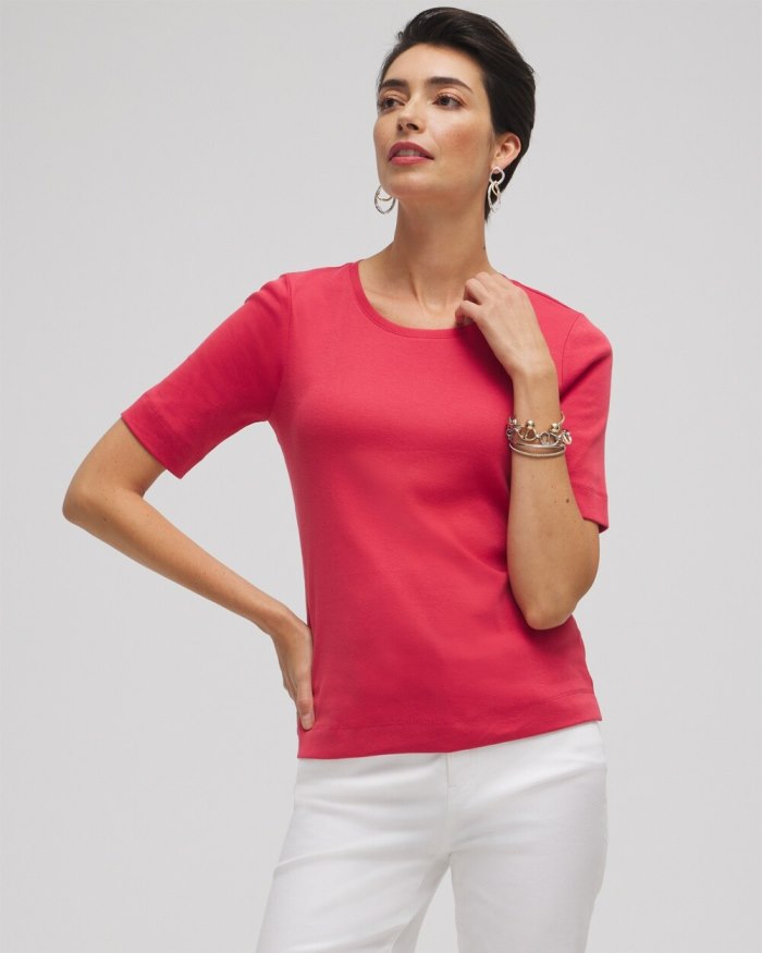 Women's Everyday Elbow Sleeve Tee - Ginger Rose - Click Image to Close