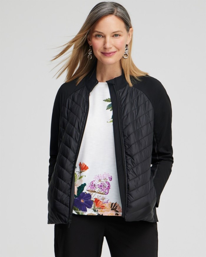 Women's Zenergy Puffer Knit Mix Jacket - Black