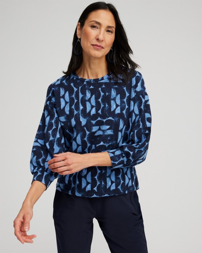 Women's Zenergy Half Moon Print Pullover - Classic Navy