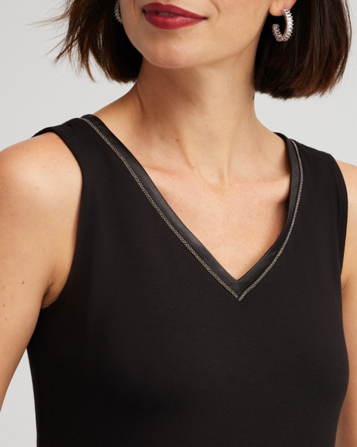 Women's Touch of Cool Satin Trim Tank - Black