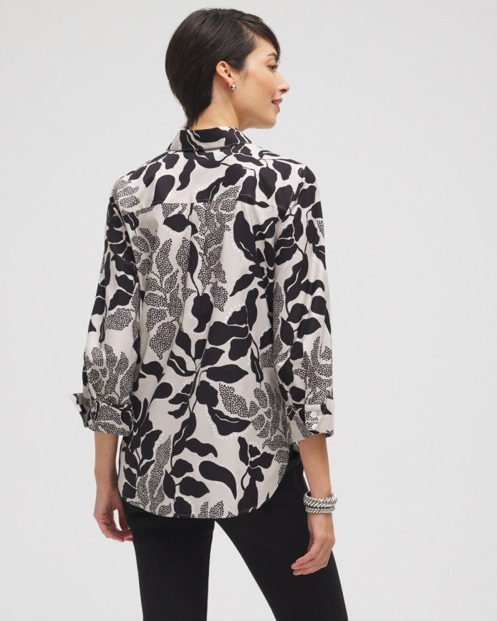 Women's No Iron Stretch Floral Shirt - Smokey Taupe