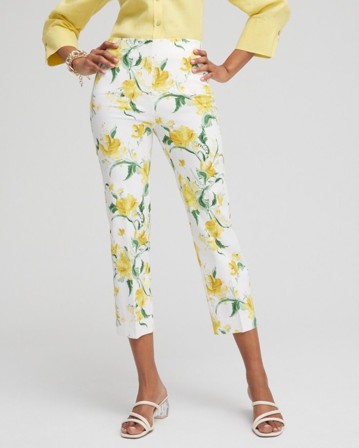 Women's Juliet Floral Straight Cropped Pants - Alabaster