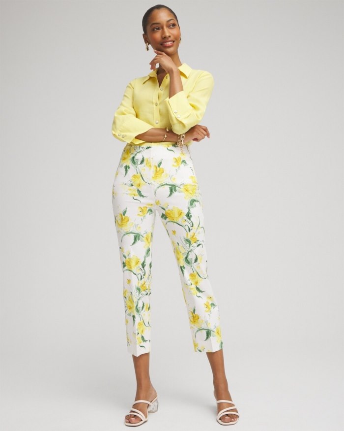 Women's Juliet Floral Straight Cropped Pants - Alabaster