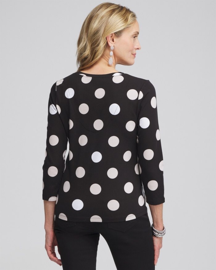 Women's Polka Dot 3/4 Sleeve Perfect Tee - Black