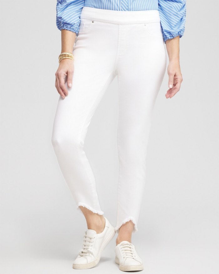 Women's No Stain Fray Hem Ankle Jeggings - Alabaster - Click Image to Close