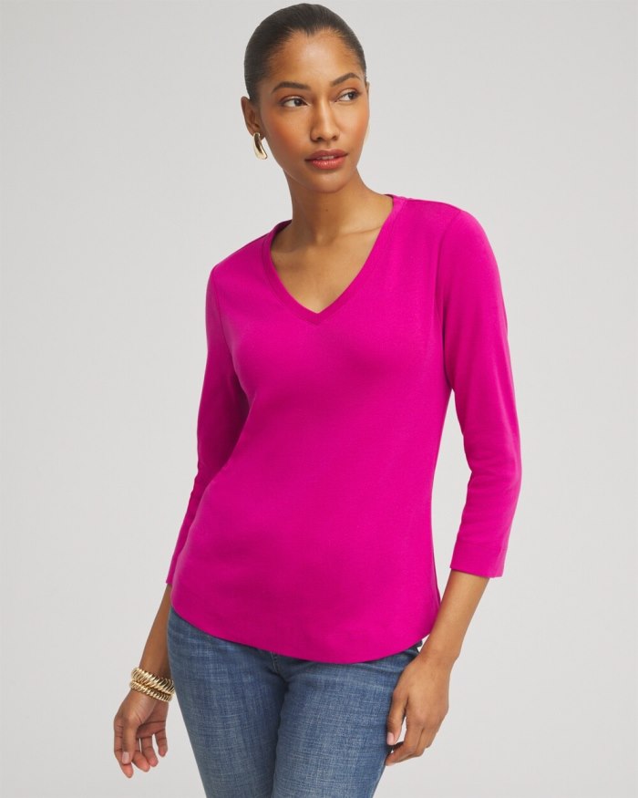 Women's Everyday 3/4 Sleeve Tee - Magenta Rose