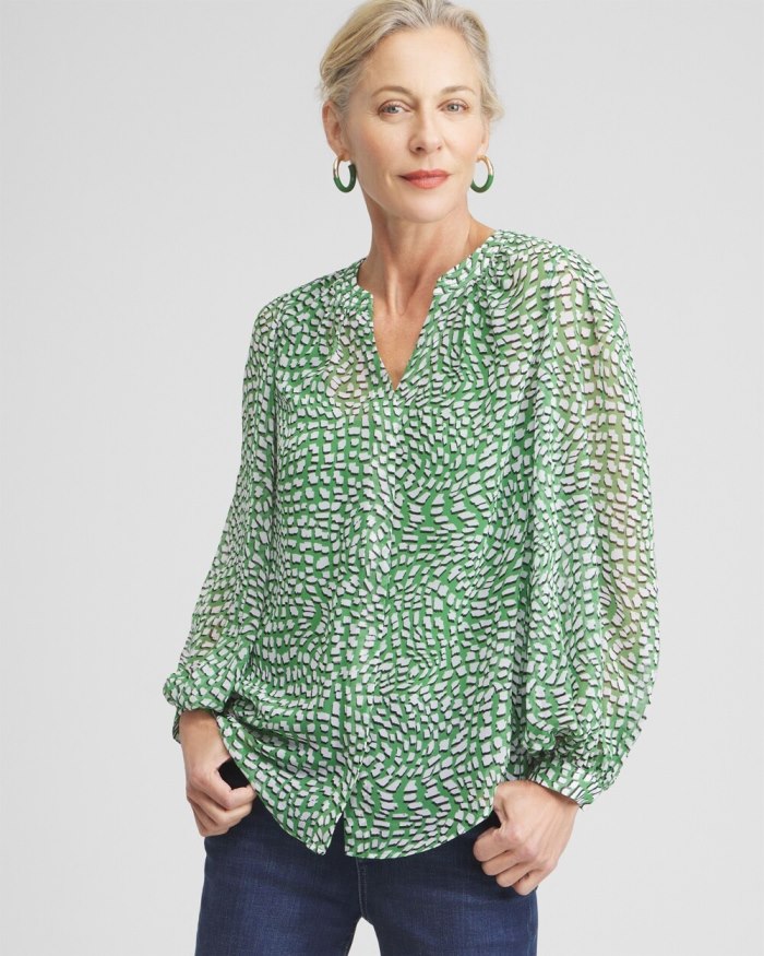 Women's Abstract Print Blouse - Verdant Green