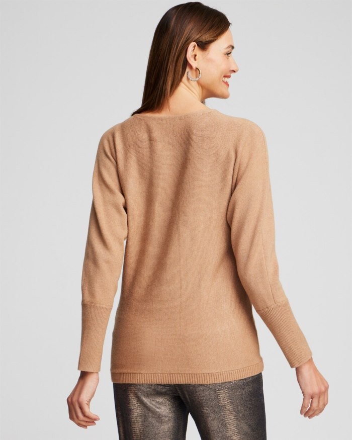 Women's Floral Embroidered Pullover Sweater - Faux Camel Heather