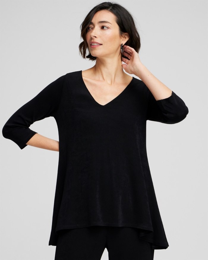 Women's Travelers High Low V-neck Top - Travelers Black - Click Image to Close