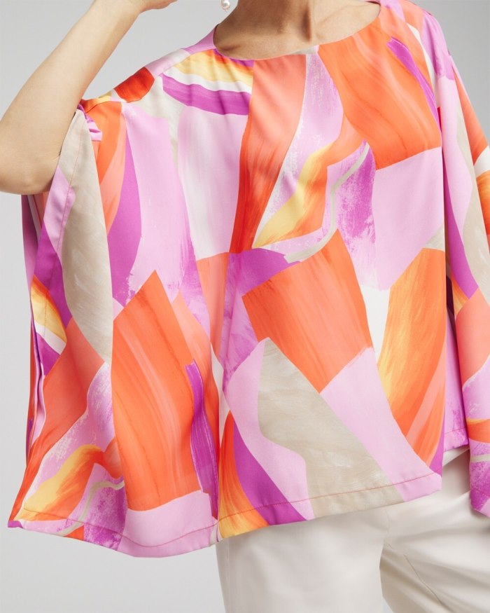 Women's Abstract Print Poncho - Nectarine