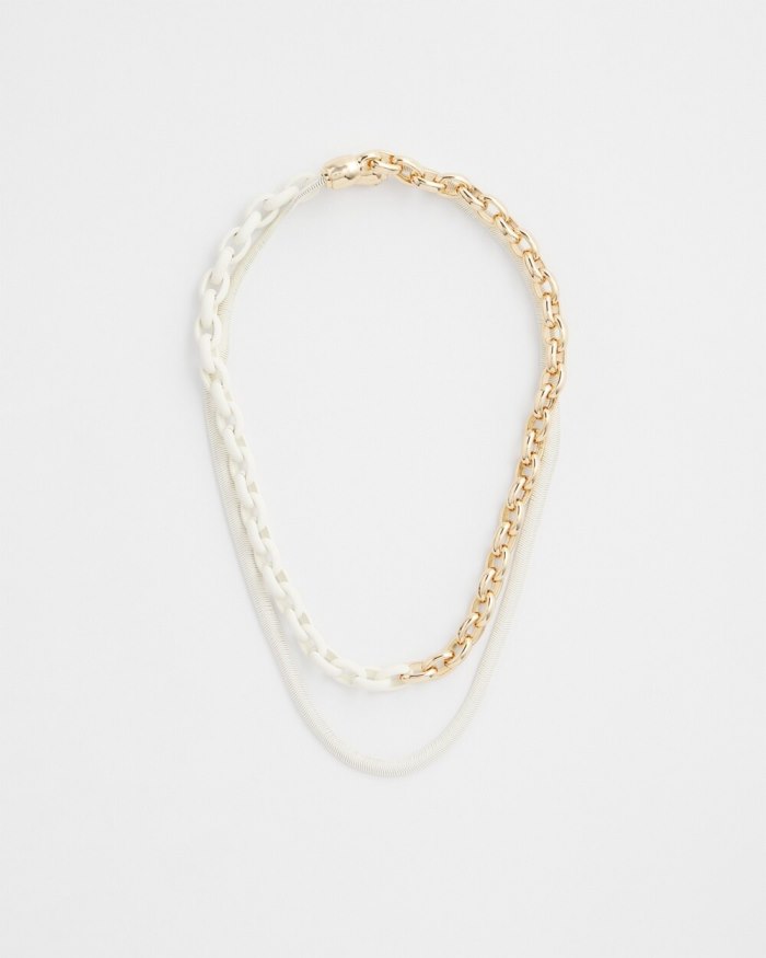 Women's MagneticMix White Multistrand Necklace - White