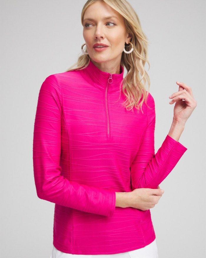 Women's Zenergy UPF Knit Jacquard Pullover - Magenta Rose - Click Image to Close