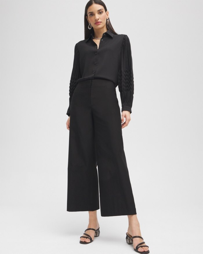 Women's Black Label Wide Leg Cropped Pants - Black