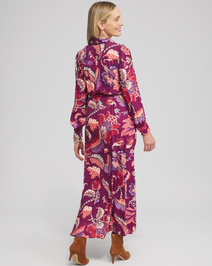 Women's Floral Shirt Dress - Fresh Plum