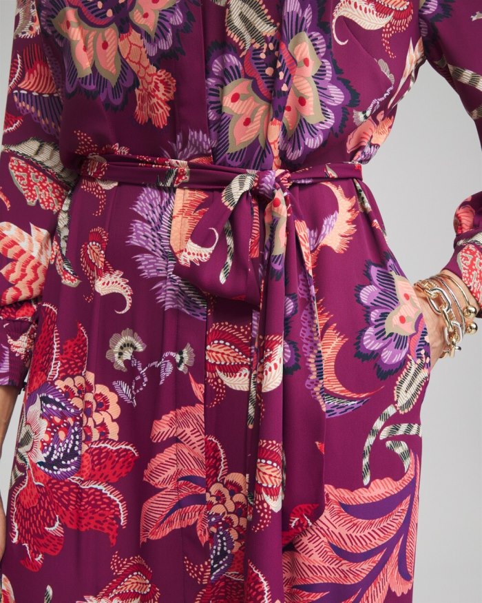 Women's Floral Shirt Dress - Fresh Plum