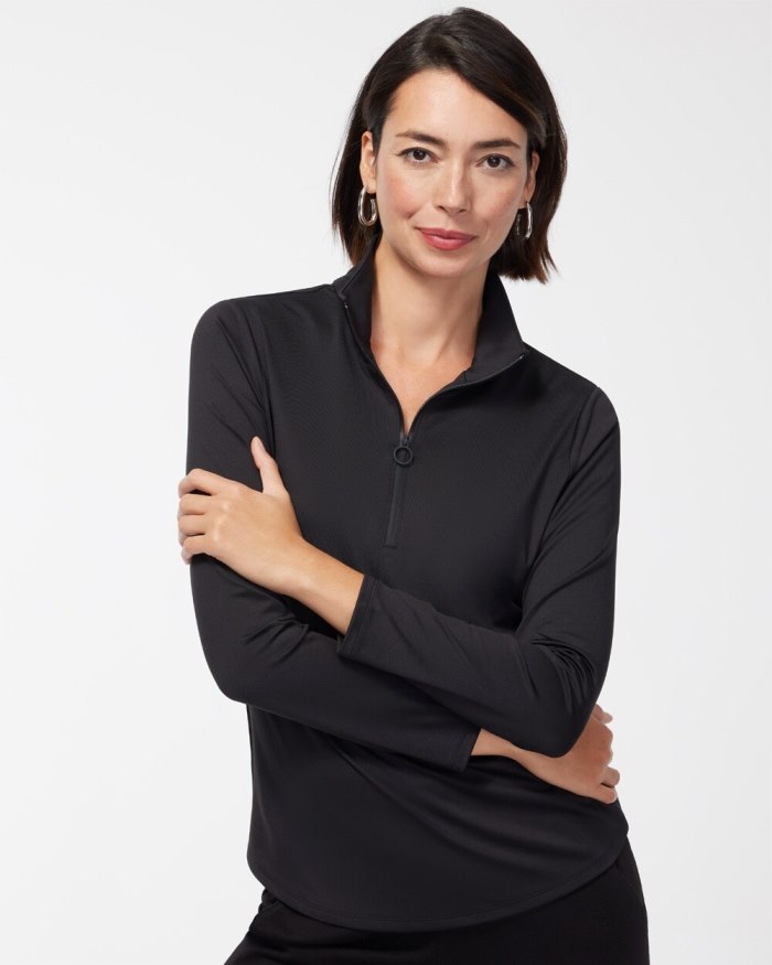 Women's Zenergy UPF Half Zip Pullover - Black - Click Image to Close