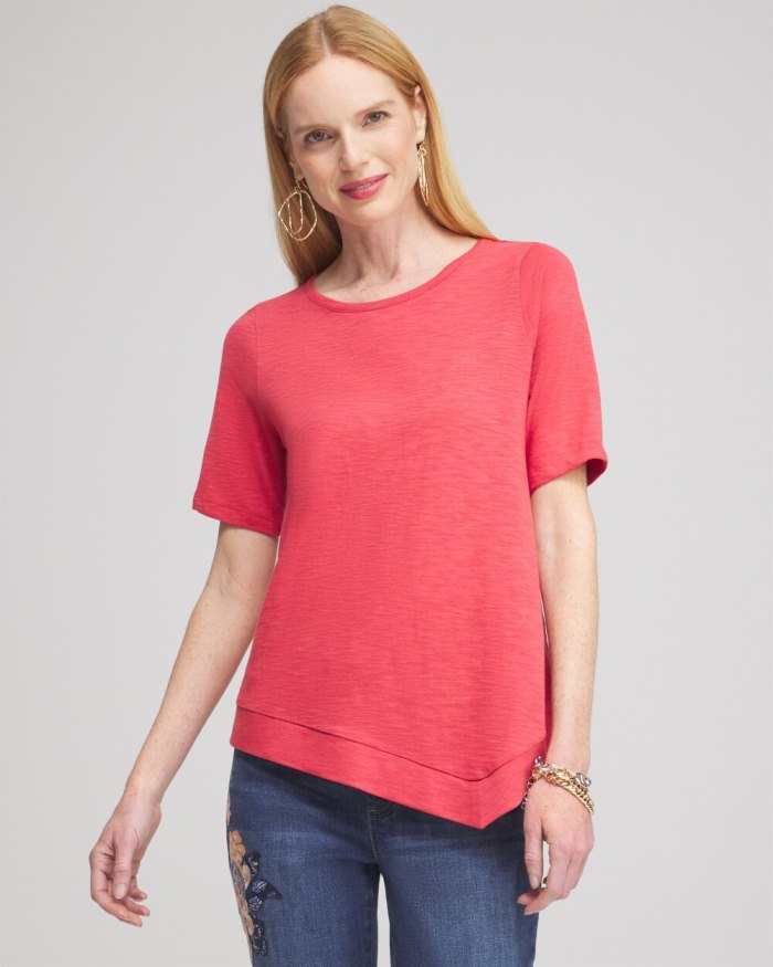 Women's Asymmetrical Elbow Sleeve Tee - Ginger Rose