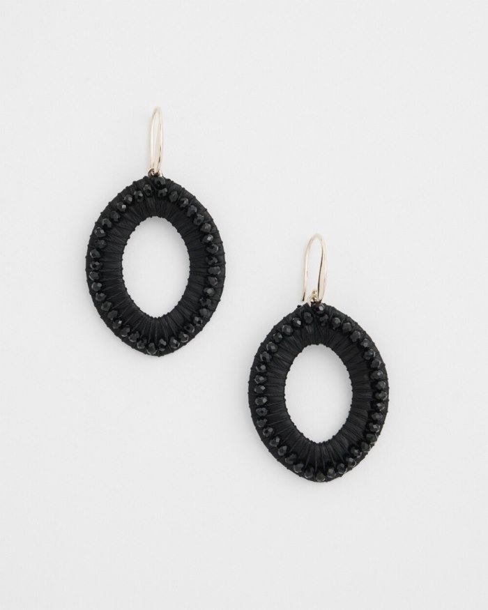 Women's No Droop Black Navette Earrings - Black - Click Image to Close