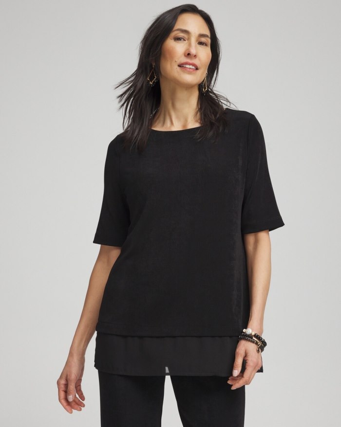 Women's Travelers Chiffon Hem Top - Travelers Black