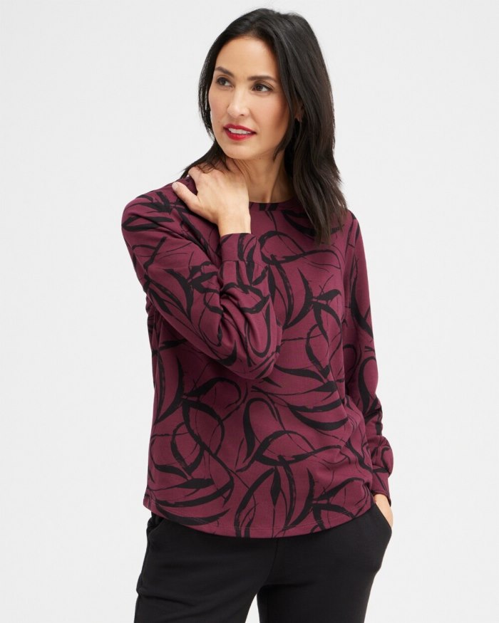 Women's Zenergy Ribbon Print Sweatshirt - Deep Merlot