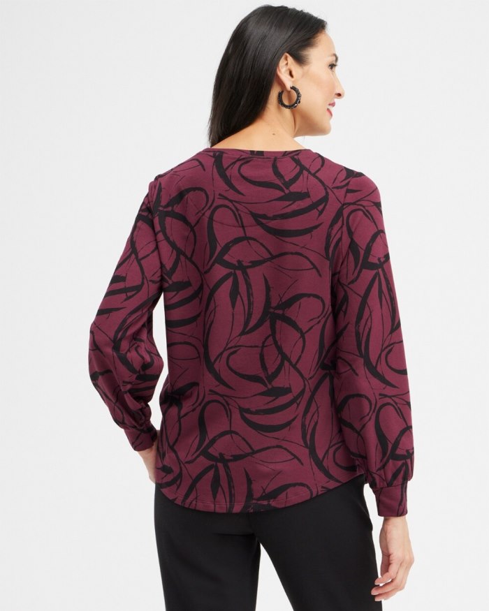 Women's Zenergy Ribbon Print Sweatshirt - Deep Merlot