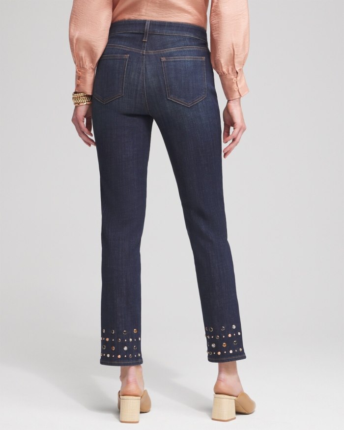 Women's Girlfriend Rivet Detail Ankle Jeans - La Rambla Indigo