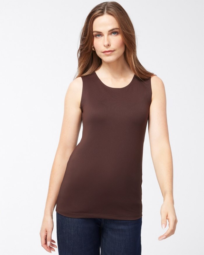 Women's High Neck Microfiber Tank - Cocoa Bean - Click Image to Close