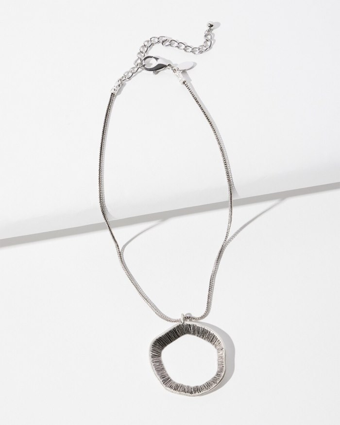 Women's Silver Tone Pendant Necklace - Silver