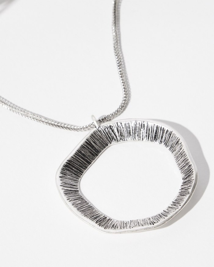 Women's Silver Tone Pendant Necklace - Silver