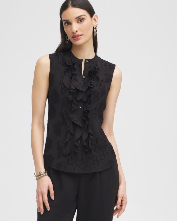 Women's Black Label Ruffle Blouse - Black