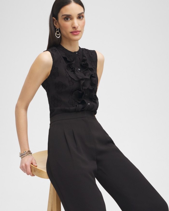 Women's Black Label Ruffle Blouse - Black